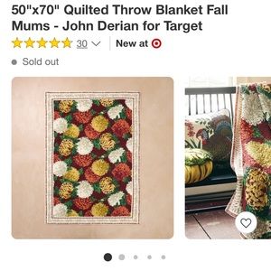 NWT John Derian 50x70” Quilted Throw Blanket - Fall Mums Quilt